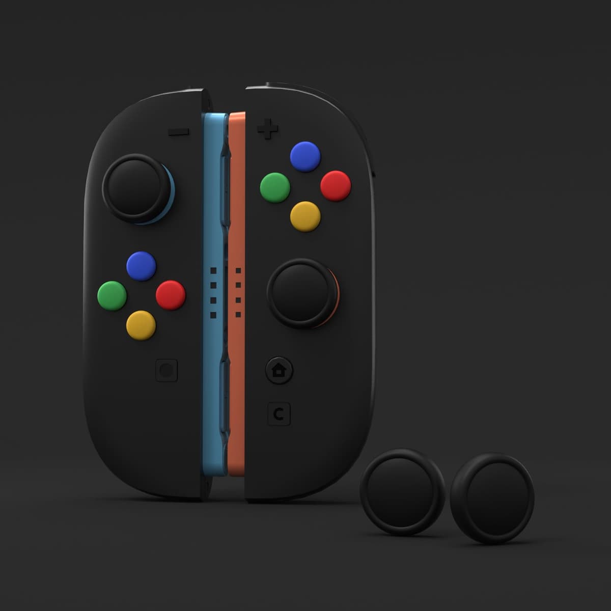 PlayVital Tapas Protectoras de Silicona para Nintendo Switch 2 (2025), 1 Par de Agarres para el Pulgar y 4 Tapas de Botones ABXY Direccionales para Joycon 2, Tapones para Joystick (Negro) — view 2