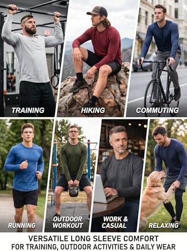 6 Pack Men's Quick Dry Long Sleeve Shirts UPF 50+ UV Sun Protection SPF Moisture Wicking T-Shirt for Casual Workout AM