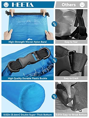 HEETA Dry Bag Waterproof for Women Men, Roll Top Lightweight Dry Storage Bag Backpack with Phone Case for Travel Swimming Boating Kayaking Paddle Board Camping Beach Accessories (Transparent Blue, 5L) — view 3