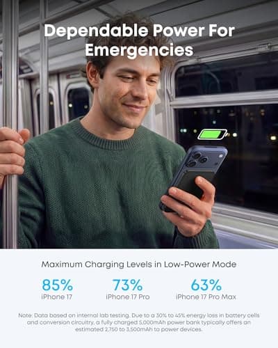 Anker Nano MagSafe Portable Charger, Ultra-Slim 5,000mAh Magnetic Wireless Power Bank, Qi2-Certified 15W Max, Compact for Travel, Ergonomic Design, for iPhone 17/16 Series, and More — view 5