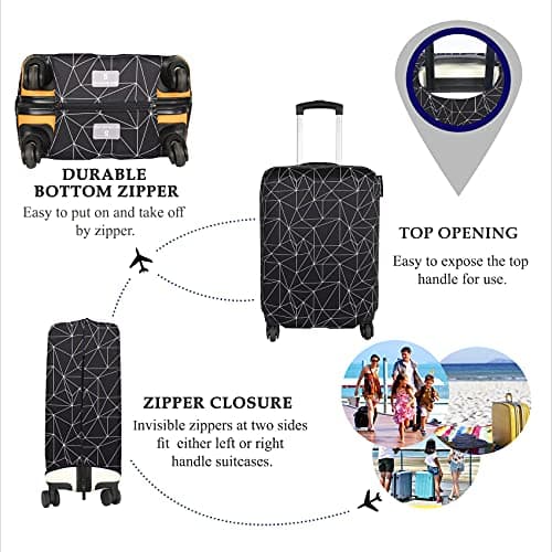 Explore Land Travel Luggage Cover Suitcase Protector Fits 27-30 Inch Luggage (Black Polygonal, L) — view 2