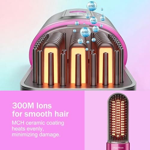 Portable Cordless Hair Straightener Brush with Protective Dust Cover, 3 Heat Levels & Fast Heating, Enhanced Ionic Straightening Brush for Travel. — view 2