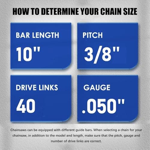 3 Pack 10 Inch Chainsaw Chain S40 3/8" LP Pitch .050" Gauge 40 Drive Links, 10-inch Replacement Chains Fits Remington, Greenwork, Sunjoe, Worx and More — view 2