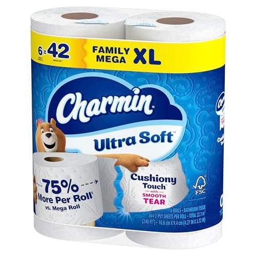 Charmin Ultra Soft Cushiony Touch Toilet Paper, 6 Family Mega XL Rolls = 42 Regular Rolls — view 10