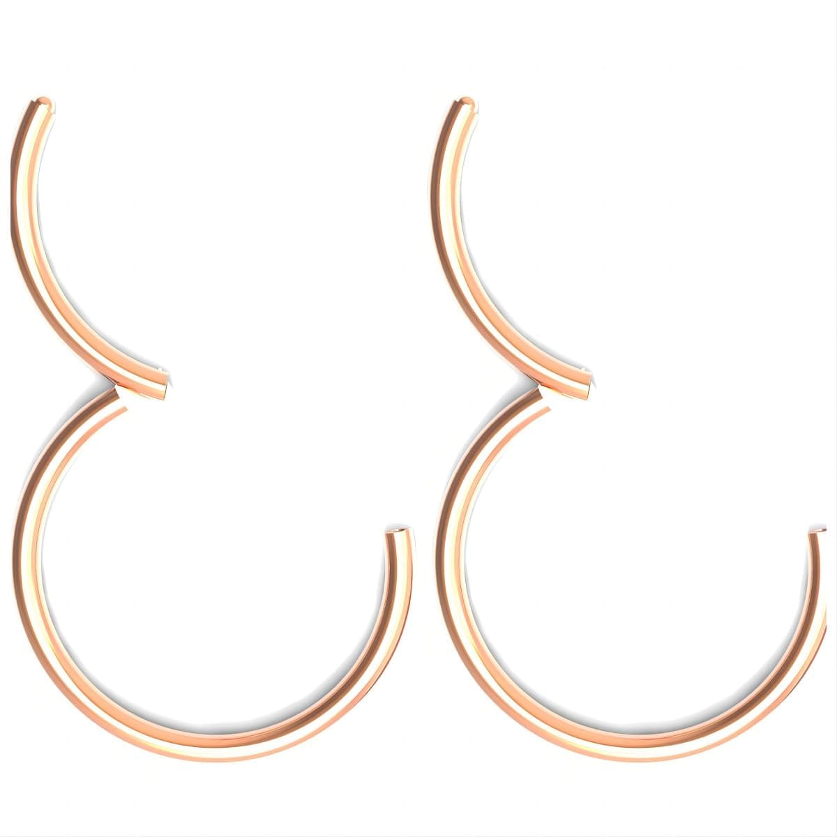 Body CAC 0.8mm/1.0mm/1.2mm/1.6mm/2.0mm/3.0mm/4.0mm/5.0mm/6.0mm Steel Hypoallergenic Clicker Hinged Nose Septum Ring Hoop with Colour Gold-Silver tone-Black-Rose gold — view 7