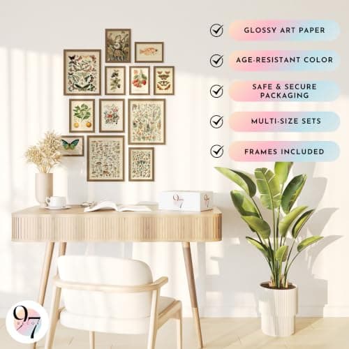 97 Decor 12 Pcs Cottagecore Wall Art Set - Vintage Posters For Room Aesthetic, Botanical Gallery Wall Prints For Bedroom, Cottage Core Room Decor For Home, Dorm, Living Room (Unframed) — view 4