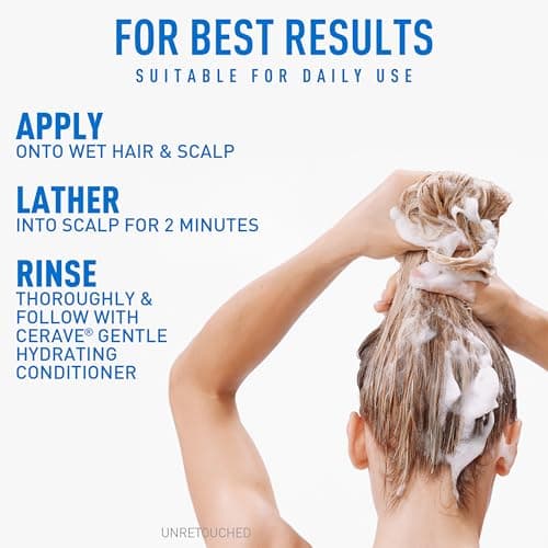 CeraVe Gentle Hydrating Shampoo, With Ceramides, Niacinamide & Hyaluronic Acid For Soft, Healthy Looking Hair & Scalp, Sulfate Free & Color Safe Shampoo, For All Hair Types, 12 Oz — view 8