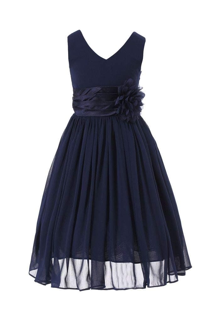 HAPPY ROSE Junior Bridesmaids V-Neckline Chiffon Flower Girl Dress — view 5