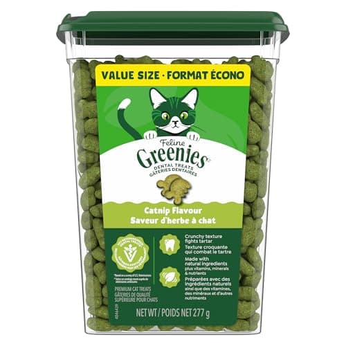 GREENIES Feline Cat Treats Natural Dental Care, Catnip Flavour, 9.75oz. Tub