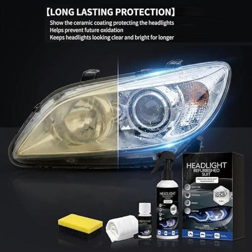 Headlight Restoration Kit, Removes Oxidation, Yellowing, and Fogging, Long-Lasting Protective Coating, Restores Clarity for all Car Types (1 Pcs)
