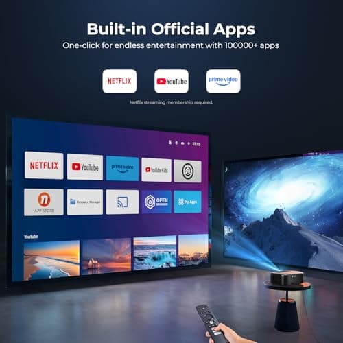 4K Projector with WiFi and Bluetooth - 3000 ANSI Lumens, ELEPHAS Outdoor Movie Projector Compatible with NETFLIX/Prime Video/YouTube, Smart Projector for HDMI/USB/iOS/Android, Portable Home Cinema