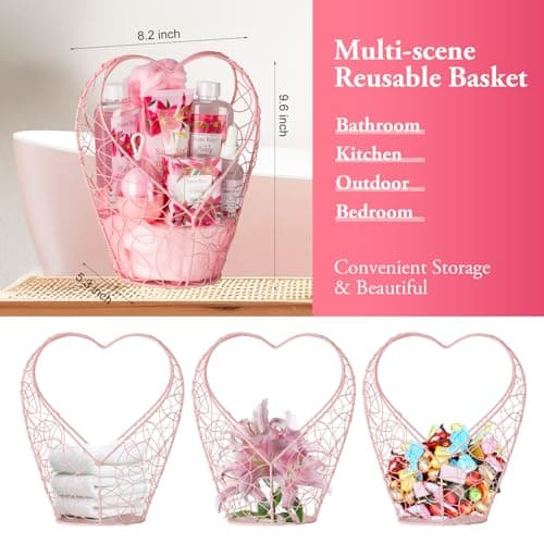Spa Basket Gift for Women, Lily & Peony Home Shower Bath Kit, Personal Care Gift Set, Coconut & Honey Almond Beauty, Home Bath Pampering Luxury Bath and Body Home Spa Kit, Mother's Day Gifts for Mom — view 3