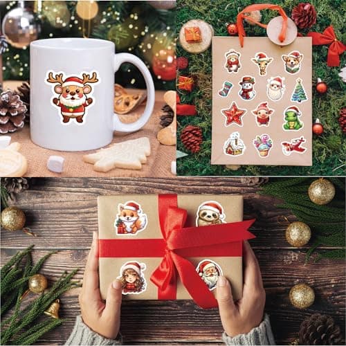 100 Pcs Christmas Stickers, Merry Christmas Vinyl Stickers for Kids, Funny Christmas Holiday Stickers for Water Bottles, 2026 Christmas Stickers for Gifts — view 3
