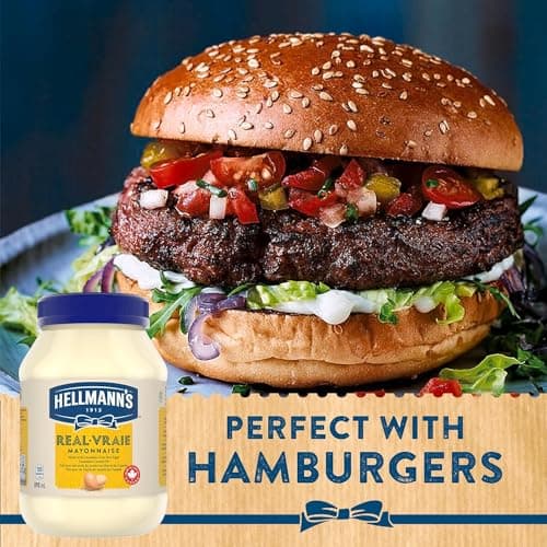 Hellmann's Real Mayonnaise ideal with fries burgers and salads made with Canadian free-run eggs and canola oil, 890 ml (Pack of 1) — view 5