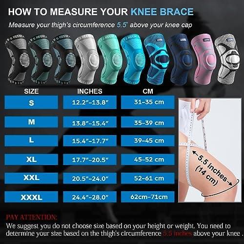 NEENCA Knee Brace for Knee Pain Relief, Medical Knee Support with Patella Pad & Side Stabilizers, Compression Knee Sleeve for Meniscus Tear, ACL, Arthritis, Joint Pain, Runner, Sport — view 4