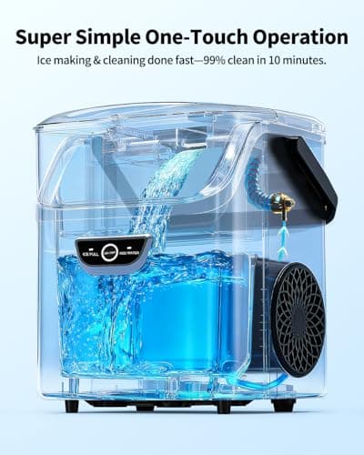 SenCre Nugget Ice Maker with Handle, 40lbs/Day Countertop Ice Maker Ready in 5 Mins, Soft Sonic Ice, Auto-Cleaning Ice Makers Portable Ice Machine for Home Kitchen Office Party & Large Families — view 3