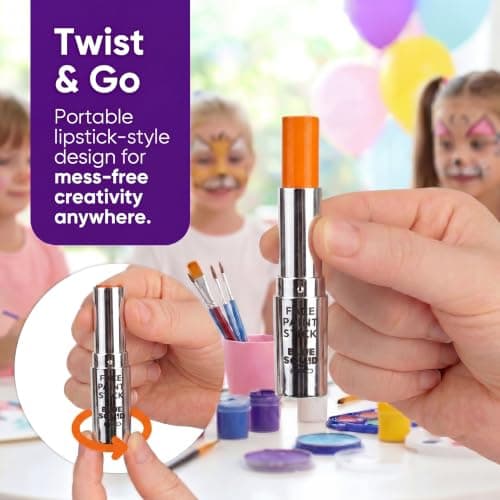 Blue Squid Orange Face Paint Stick - Water based Body Paint for Adults & Kids - Vegan Hypoallergenic Twist-Up Non-Toxic Makeup Stick for Cosplay, & SFX (Orange) — view 3
