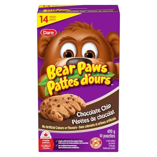 Bear Paws Chocolate Chip Cookies - Soft Cookie Snack Packs, School Snacks, Made With Real Chocolate Chips, Peanut Free, Family Pack, 490g, 14 Pouches — view 3