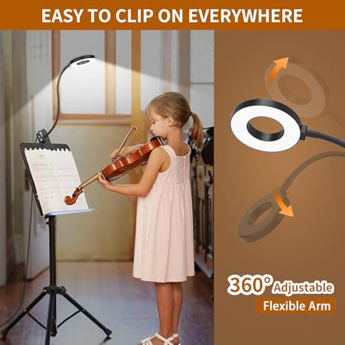 iZELL Desk Lamp, LED Reading Light with Clamp, 3 Color Modes & 10 Brightness Silicone Flexible Arm Book Light for Kids Reading Book in Bed at Night Clip on Table, Zoom Meetings - 15.8'' Black — view 5