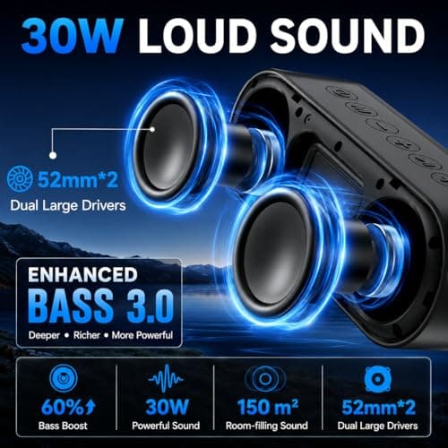 IKT Portable Bluetooth Speaker with Lights x Holidays/World Cup Stuffers, Loud Stereo Sound, BT5.4, Enhanced Bass,30H Playtime,TWS Pairing, IPX7 Waterproof, Speakersfor Home/Party/Outdoor