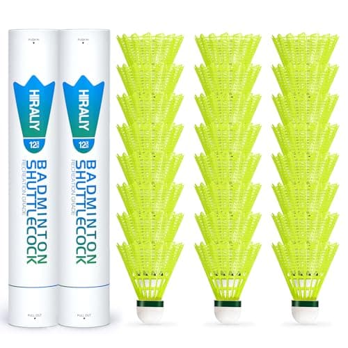 HIRALIY 6/12/24 Pack Badminton Birdies Nylon, 360 Nylon Glow in The Dark Badminton Shuttlecocks for Backyard, 2 Color Light Up Durable Set, Wind Resistant Ball for Family (Regular Birdies, 12)