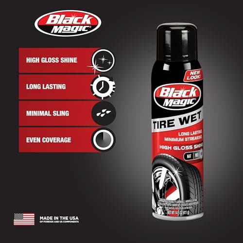 Black Magic 120270 Tire Wet Spray, Weather & Rinse-Resistant Formula that leaves Tires looking Wet, Black & Glossy in One Spray, 14.5 Fl. Oz. (Pack of 2) — view 2