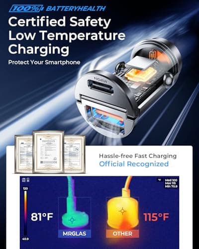 MRGLAS 90W USB C Car Charger Fast Charging,[Invisible Design] All Metal Car Charger USB C PD45W+QC3.0 Dual Port Cigarette Lighter RV Power Adapter for iPhone 17 16 Pro Max 15 Samsung S26 S25 Ultra — view 5