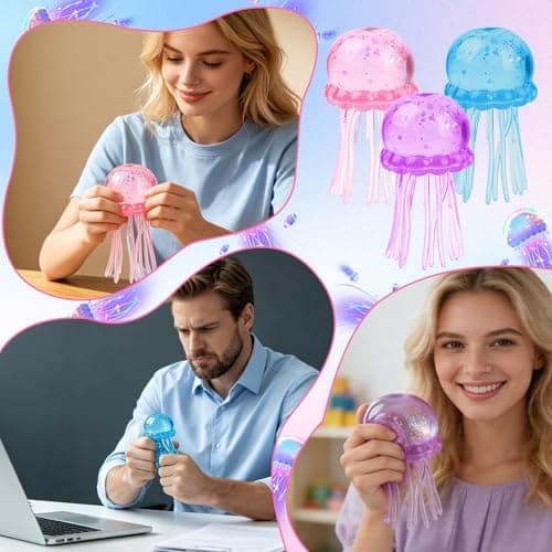Jellyfish Squeeze Toys,Jellyfish Squishy, Jelly Fish Design Squeeze Stress Ball,Squeeze Toys for Anxiety and Stress Relief, Party, Gifts (Blue) — view 4