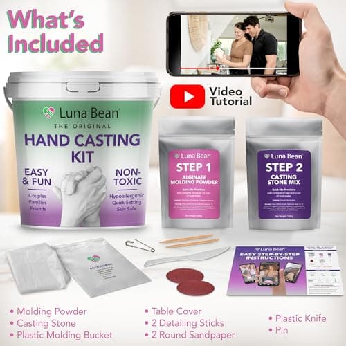 Luna Bean Hand Casting Kit – The Original Hand Mold Kit for Couples – Gifts for Him and Her - Anniversary Engagement Birthday Gifts for Women Men Mom Wife Boyfriend Girlfriend Wedding Bridal Shower — view 5