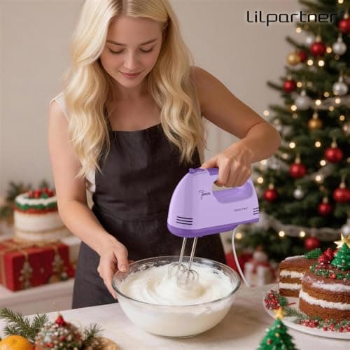 LILPARTNER Hand Mixer Electric, 7*Speed 5 * 304 Accessories, Light Purple — view 4