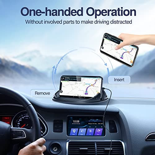 Loncaster Car Phone Holder, Car Phone Mount Silicone Car Pad Mat for Various Dashboards, Slip Free Desk Phone Stand Compatible with iPhone, Samsung, Android Smartphones, GPS Devices and More, Black — view 2