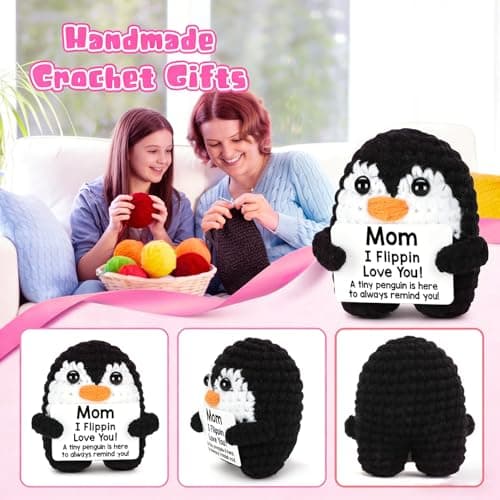 Birthday Gifts for Mom, Handmade Penguin Crochet Gifts for Mom and Mother in Law, Funny I Love You Gift for Her, Mothers Day Gift — view 3