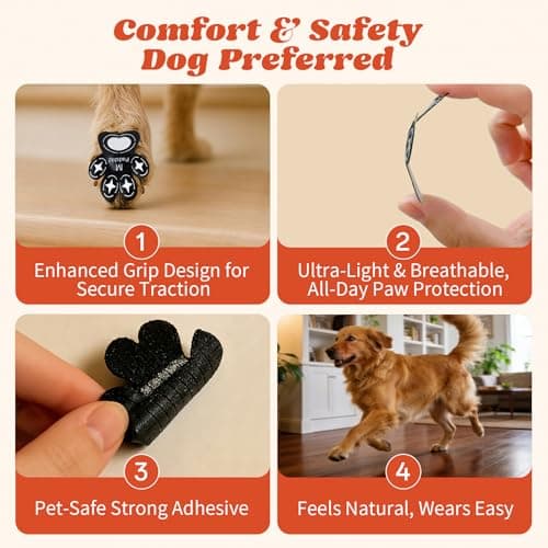 Padshld Dog Paw Protectors, Anti Slip Paw Pads for Dogs - Traction Grips for Senior Dogs & Puppies on Hardwood Floors, Paw Stickers for Dog Feet with Secure Grip 6 Sets (24 Pcs) S — view 3