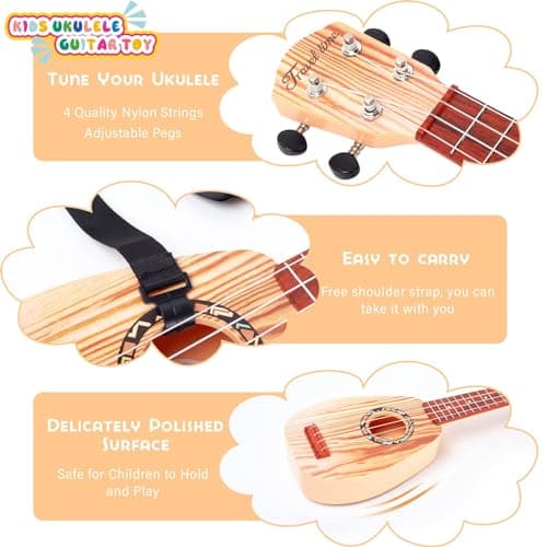 17 Inch Kids Ukulele Guitar Toy 4 Strings Mini Children Musical Instruments Educational Learning Toy for Toddler Beginner Keep Tone Anti-Impact Can Play with Picks/Strap/Primary Tutorial — view 2
