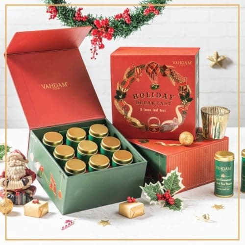 VAHDAM, Holiday Breakfast - Christmas Tea Gift Sets (90+ Cups) 9 Loose Leaf Tea - Luxury Gift Box | ChristmasTea Gifts 2025 Ideas | Christmas Gifts For Women, Men & Adults I Holiday Tea Gift Box — view 5