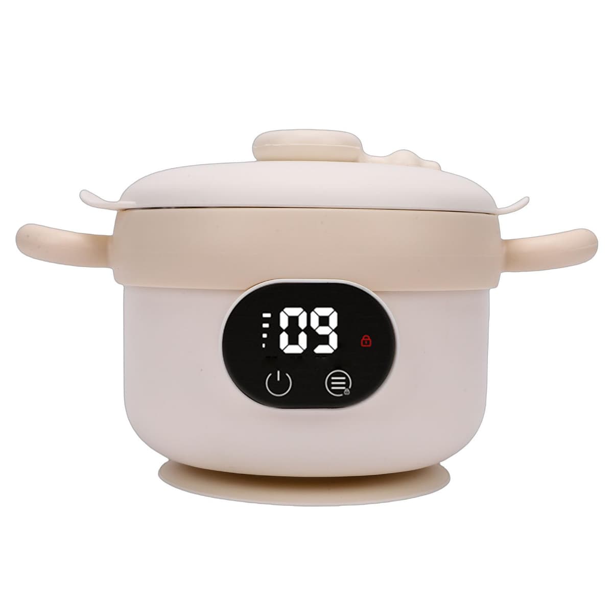Baby Food Heating Bowl Rechargeable Smart Temperature Control Stainless Steel Portable for Porridge and Purees Travel Use (Milk Apricot)