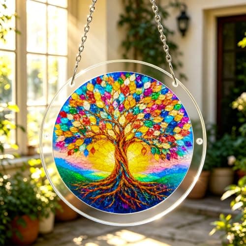 MIANID Acrylic Jigsaw Puzzle Suncatcher, Tree of Life Sun Catcher Puzzle