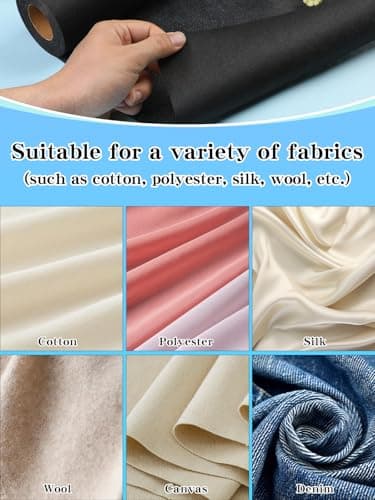 Black Lightweight Fusible Interfacing for Sewing: 11.6" X 30yd Interfacing Fabric for Sewing, Iron-On Non-Woven Single-Sided Interfacing for Crafts, Quilting Supplies — view 5