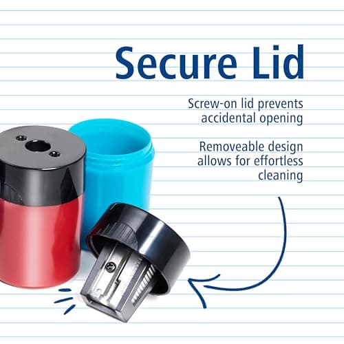 STAEDTLER pencil sharpener, premium quality sharpener with screw-on lid, prevents accidental openings, compact size for pencil case and work-station, 511 63BK (Pack of 1) , Assorted colors. — view 4