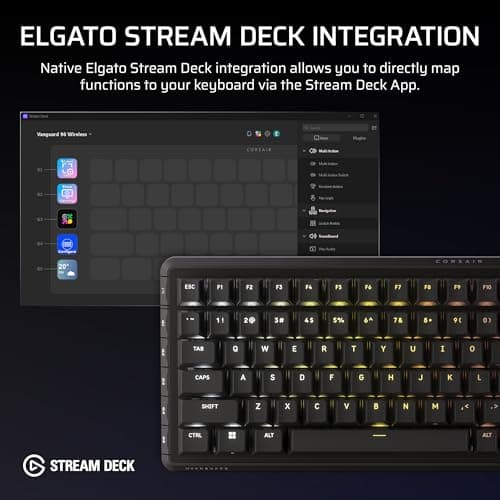 CORSAIR Vanguard 96 Wireless Mechanical RGB Gaming Keyboard – QWERTY US, 96% Layout, Hot-Swappable MLX Switches, 8000Hz Hyper-Polling, Stream Deck Integration, Flashtap SOCD – Black — view 5
