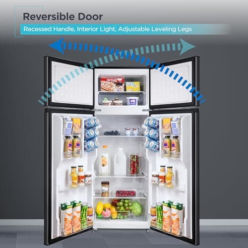 BLACK+DECKER 7.7 Cu. Ft. Top Mount Refrigerator with Freezer, 2 Door Fridge with Top Freezer and Mechanical Temperature Control, For Homes and Apartments, BDA77LAB, Black — view 5