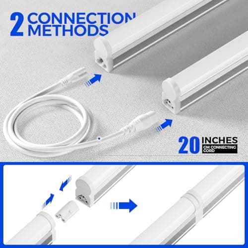 (6 Pack) Barrina T5 LED Shop Light Plug and Play, 4FT, 2200lm, 4000K (Daylight Glow), 20W, Utility Shop Light, Ceiling and Under Cabinet Light — view 4
