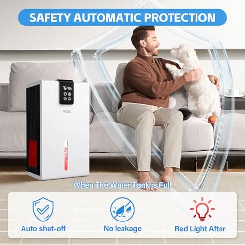 Dehumidifier, 98 OZ Water Tank, Dehumidifier for Home 1000Sq.Ft Quiet Dehumidifiers for Basement, Bedroom, Bathroom, RV with Humidity Display, Auto Shut Off, Relaxing 7 Color Ambient Light(White) — view 5
