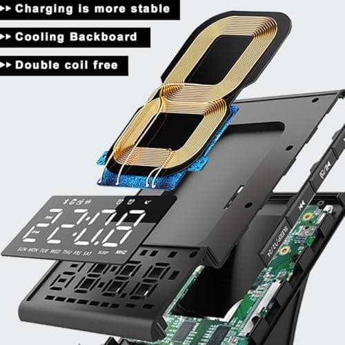 DPNAO 8-in-1 Wireless Charging Station with Bluetooth Speaker, Alarm Clock,FM Radio,Remote Control,Fast Charging Dock Compatible with iPhone 17/16/15/14, Samsung S25/S24,Android Phones — view 4