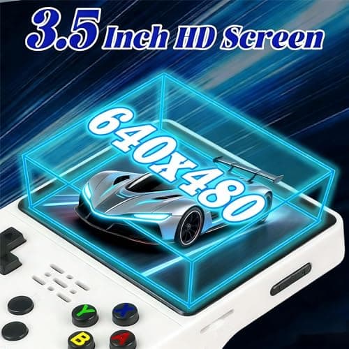 Rhesusco R36S Retro Video Game Console-3.5 Inches HD Screen,Open Source Linux System,3000mAh Rechargeable Battery,128G TF Card,30000+ Classic Video Games Portable Mini Game Console for Gifts-White — view 2