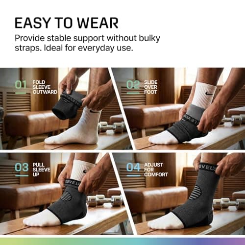 MODVEL 2-Pack Ankle Brace for Men and Women, Sprained Ankle Brace for Plantar Fasciitis Relief, Ankle Stabilizer Brace, Achilles Tendonitis Support and Foot Plantar Fasciitis Sock, Ankle Wrap Support — view 6