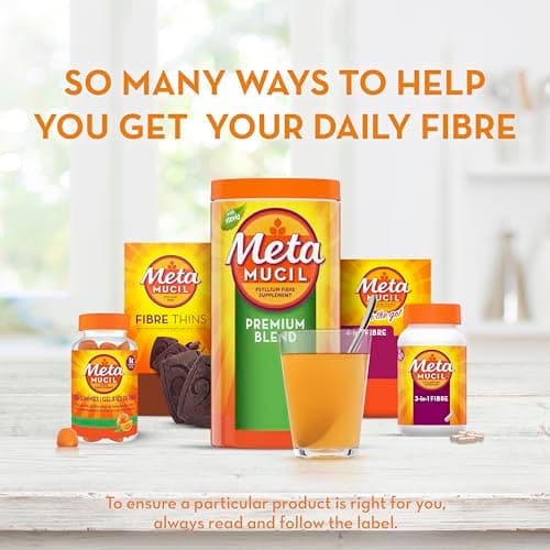Metamucil, 4 in 1 Psyllium Husk Fibre Powder Supplement for Digestive Health, Orange Flavored, Sugar-Free, Smooth Powder, 48 Servings, 283g — view 5