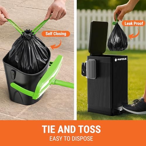Pupzle Dog Pooper Scooper with Bag Attachment, 40" Long Handle Pooper Scooper for Large Dogs Heavy Duty, Metal Dog Poop Scoop for Yard, Large Capacity Bin and Rake with 100 Refill Bags for Dogs — view 4