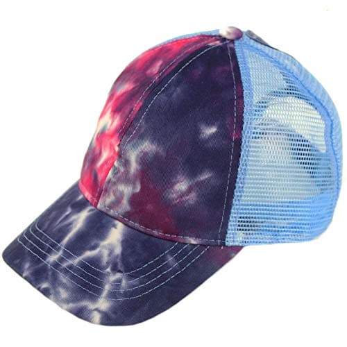 C.C Ponytail Messy Buns Trucker Ponycaps Plain Baseball Visor Cap Dad Hat, Tie Dye Navy, One Size — view 3