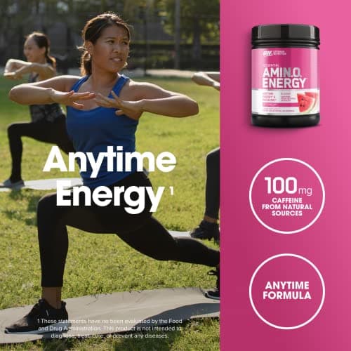 Optimum Nutrition, Amino Energy - Pre Workout with Green Tea, Bcaa, Amino Acids, Keto Friendly, Green Coffee Extract, Energy Powder - Watermelon, 65 Servings — view 3